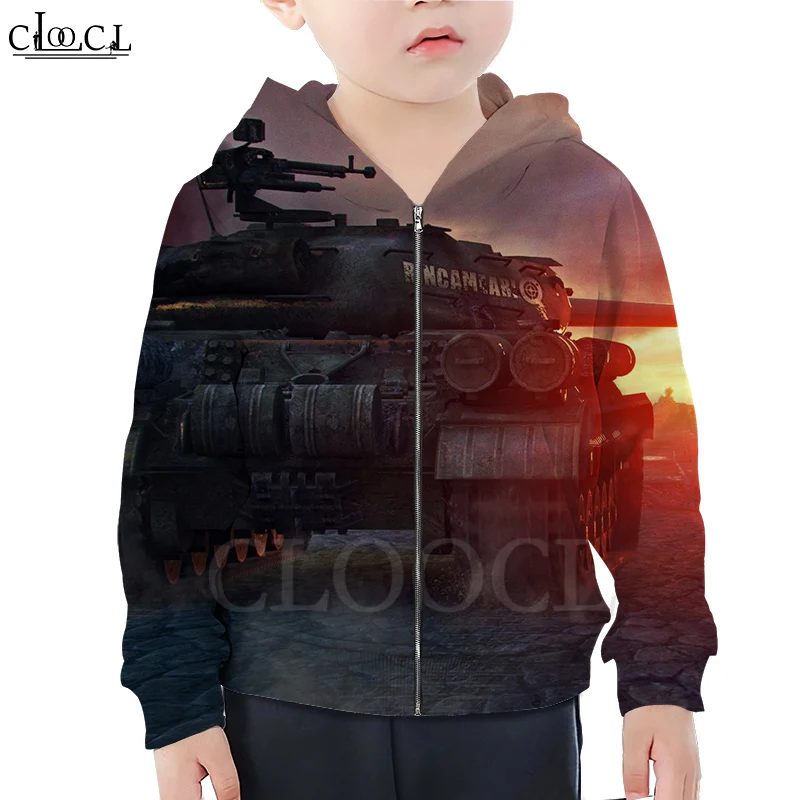 

CLOOCL Kids Games World of Tanks Cute Zipper Hoodie Boy Girl 3D Print Baby Hooded Sweatshirt Tops Fashion Hot Selling Pullovers