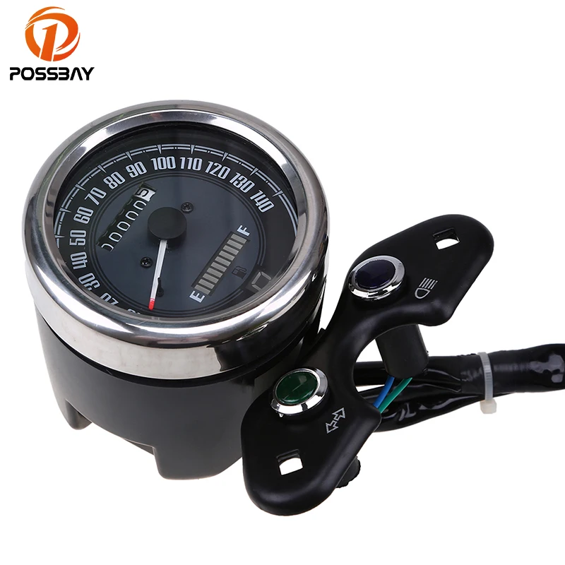 POSSBAY Motorcycle Dual Odometer Speedometer Gauge With USB Port Universal fit for Most Motorbike Scooter Speed Meters | Автомобили и