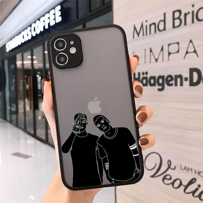 

Black lineart boys Phone Case matte transparent black For iPhone 7 8 x xs xr 11 12 pro plus mini max Clear Funda