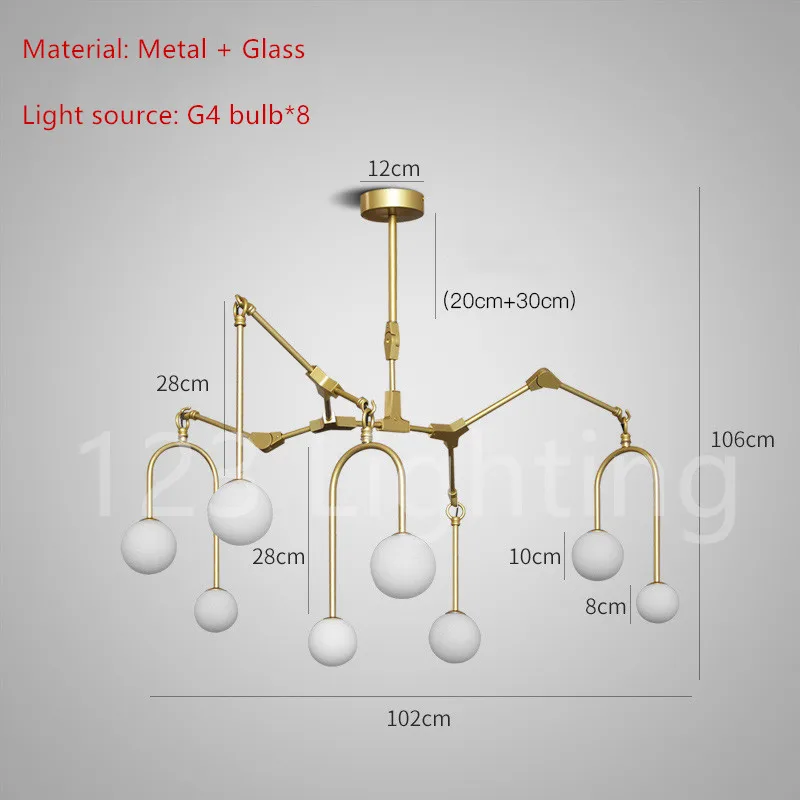 Новый стиль белый стеклянный светодиодный подвесной светильник в форме паука