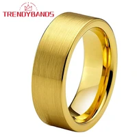 gold tungsten carbide engagement rings for men women wedding band pipe cut brushed finish comfort fit