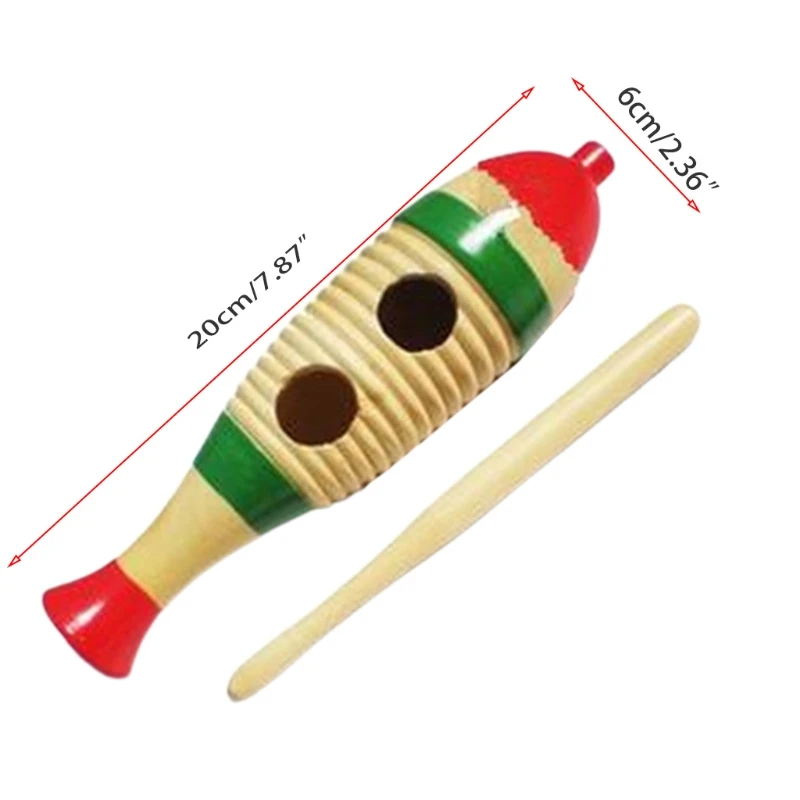 

24BD Fish-Shaped Guiro,Colorful Wood Guiro for early Education Instrument Developing Kids Music Potential