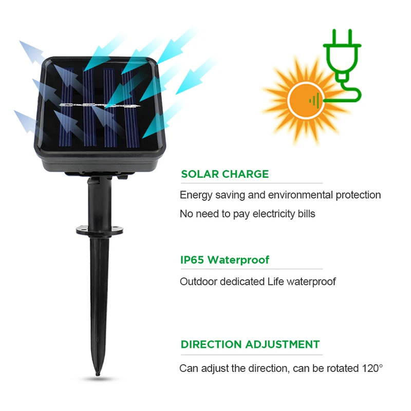 RGB 100 светодиодный Многофункциональный Солнечный праздничный декоративный