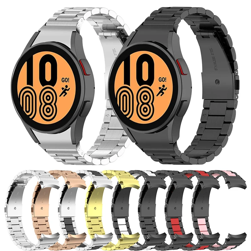 No Gaps Stainless Steel Strap For Samsung Galaxy Watch 4 Classic 46mm 42mm/Watch4 44mm 40mm Wrist Band Curved end Metal Bracelet