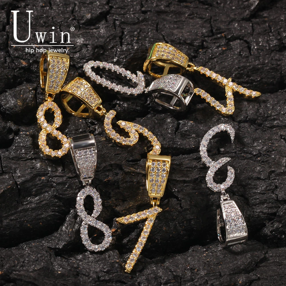 Ожерелье Uwin с кулоном в виде цифры кисточки Медный кулон инициалом кубического