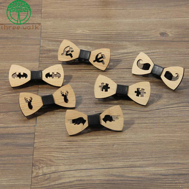 Wood Fashion Moustache Bow Tie Men Accessories Glassess tobacco pipe Bowtie Best Gifts For father wedding anniversary | Аксессуары для