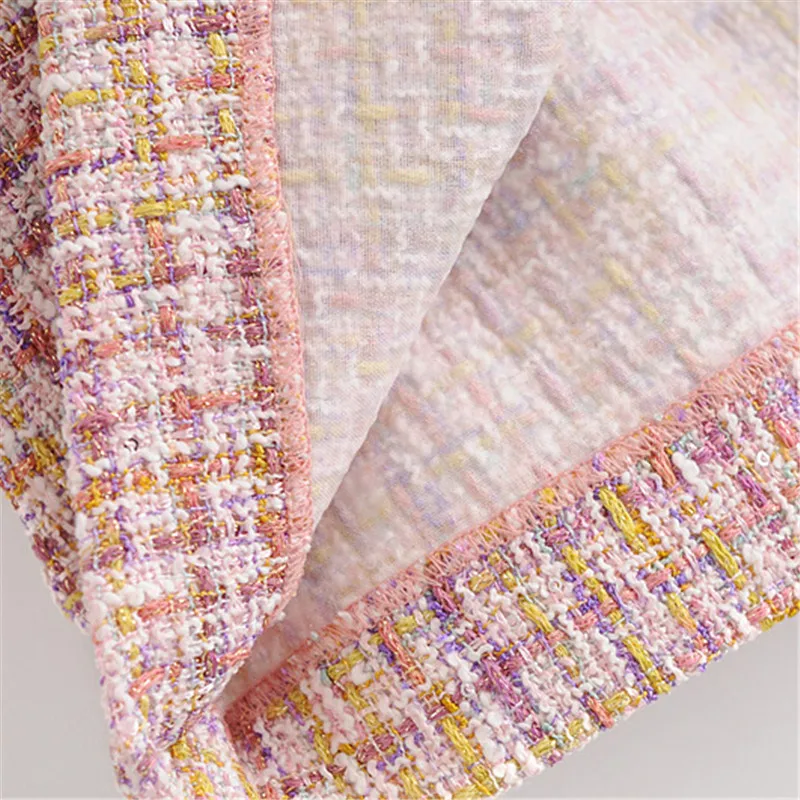 

BLSQR Women Chic Office Wear Tweed Mini Skirt High Waist Back Zipper Female Skirts Mujer