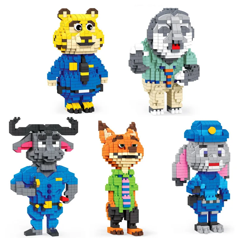 

445pcs+ Disney Zootopia Mini Blocks Flash Nick Fox Judy Hopps Chief Bogo Figures Diamond Building Bricks Toys For Children Gift