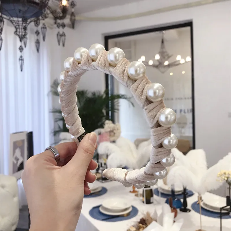 

New Fashion Boutique Hair Accessories Women Big Pearls Headband Sweet Wild Girl Hair Band Headwear Hair Hoops