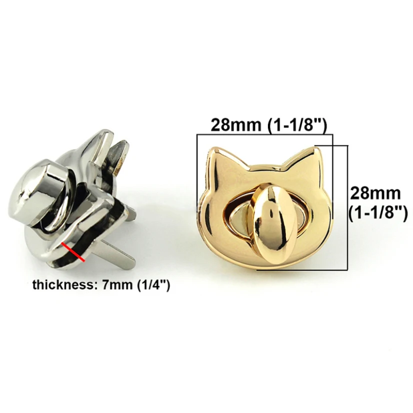 

Cute Cat Head Shape Turn Lock Metal Twist Lock Closure Women Handbag Purse DIY Lock Hardware Accessories