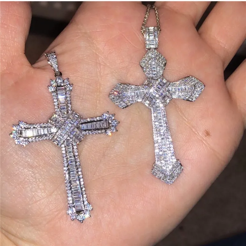 Длинная подвеска крест choucong из серебра 925 пробы с фианитами цепочка ожерелье для