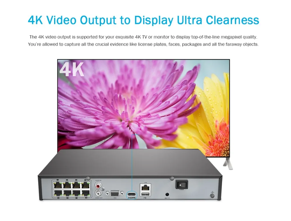 ANNKE 4K Ultra HD PoE сетевая видео система безопасности 8CH 4K H.265 NVR наблюдения 4x4K HD IP67 POE камеры видеонаблюдения с 1T HDD
