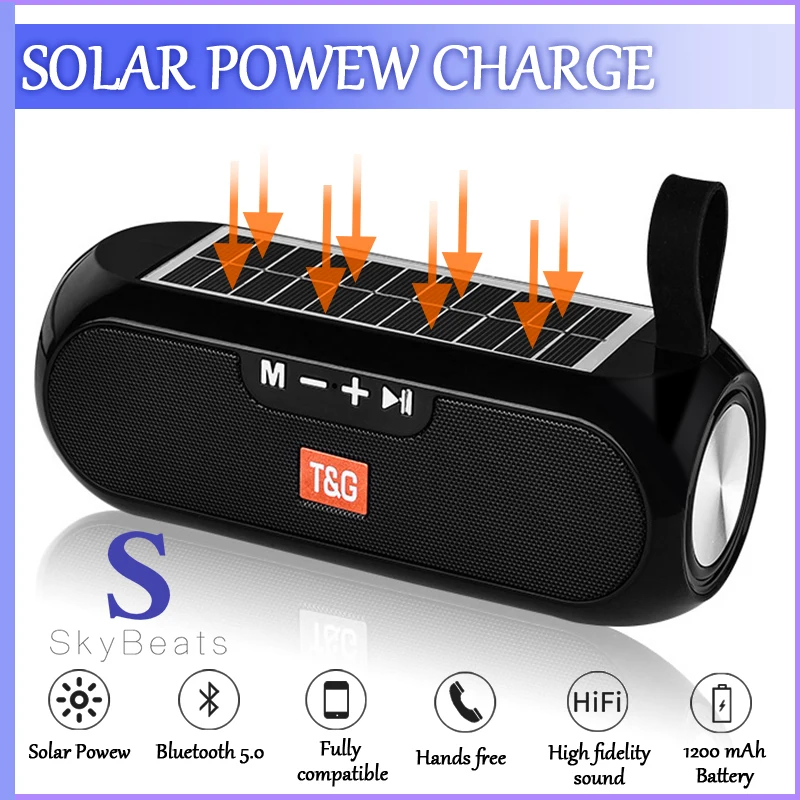 Портативная колонка TG182 Беспроводная Bluetooth Колонка на солнечной энергии MP3