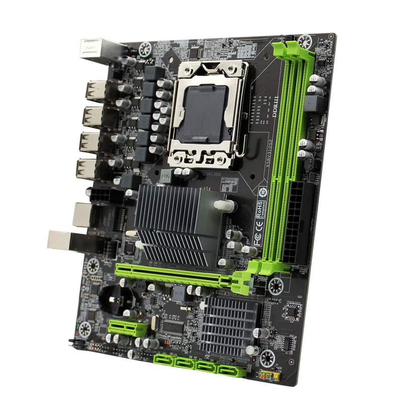 X58 материнская плата lga 1366 слот PCI-E16X поддерживает память ECC Reg и процессор xeon e5 sata2 usb2.0 2ddr3 тестирование в целости