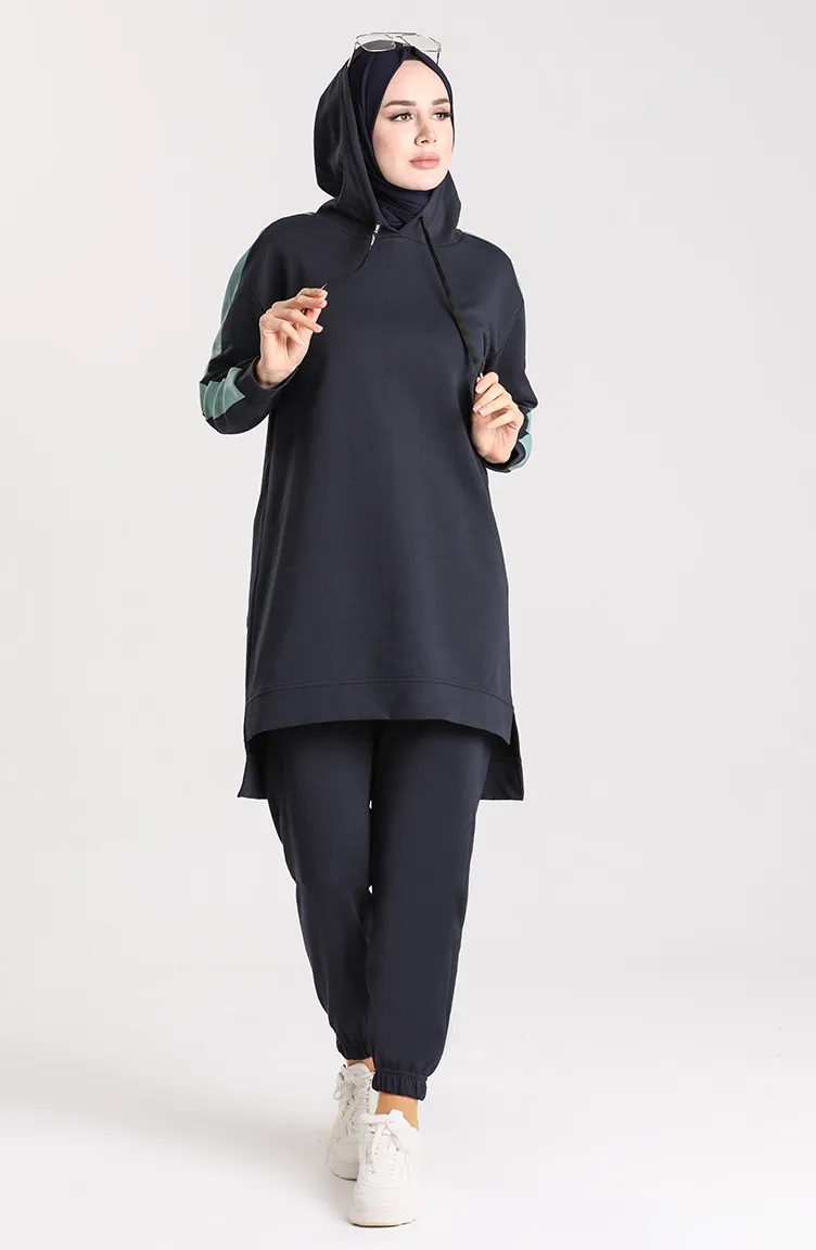 

Two Pieces Casual Cotton Woman Female Tracksuit Sets Hoodie Muslim Fashion Sportswear Long Sleeves Top Jogging Suits Outfit