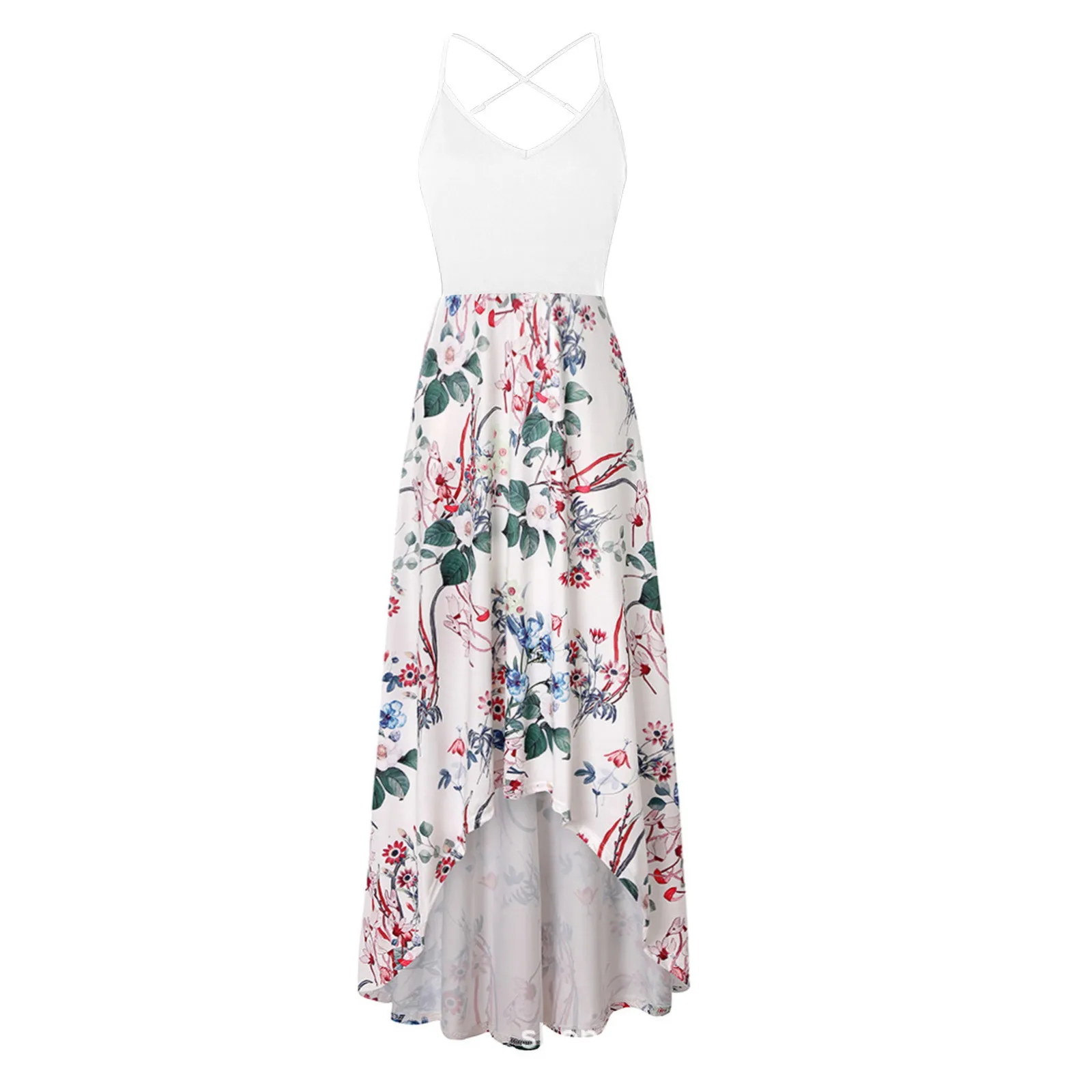 

Women's Beach Dress 2021 Fashion Casual V-Neck Sleeveless Backless Sexy Print Dress Summer loose V-neck strapless dresses