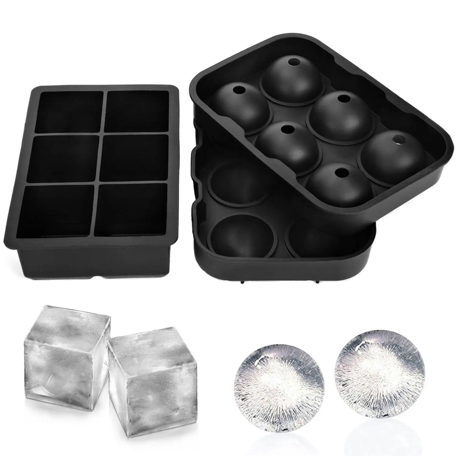 

6 Cell Sphere Ice Cube Maker Silicone Ice Mold Ice Ball Mold Square Ice Cube Tray Whiskey Cocktail Bar Kitchen Toll Accessories
