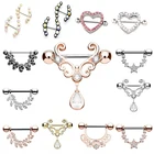 Штанга для пирсинга сосков женская, титановая штанга в форме сердца с опалом 14 г, защита сосков с цветами, очаровательные кольца для пирсинга, Ювелирное Украшение для тела