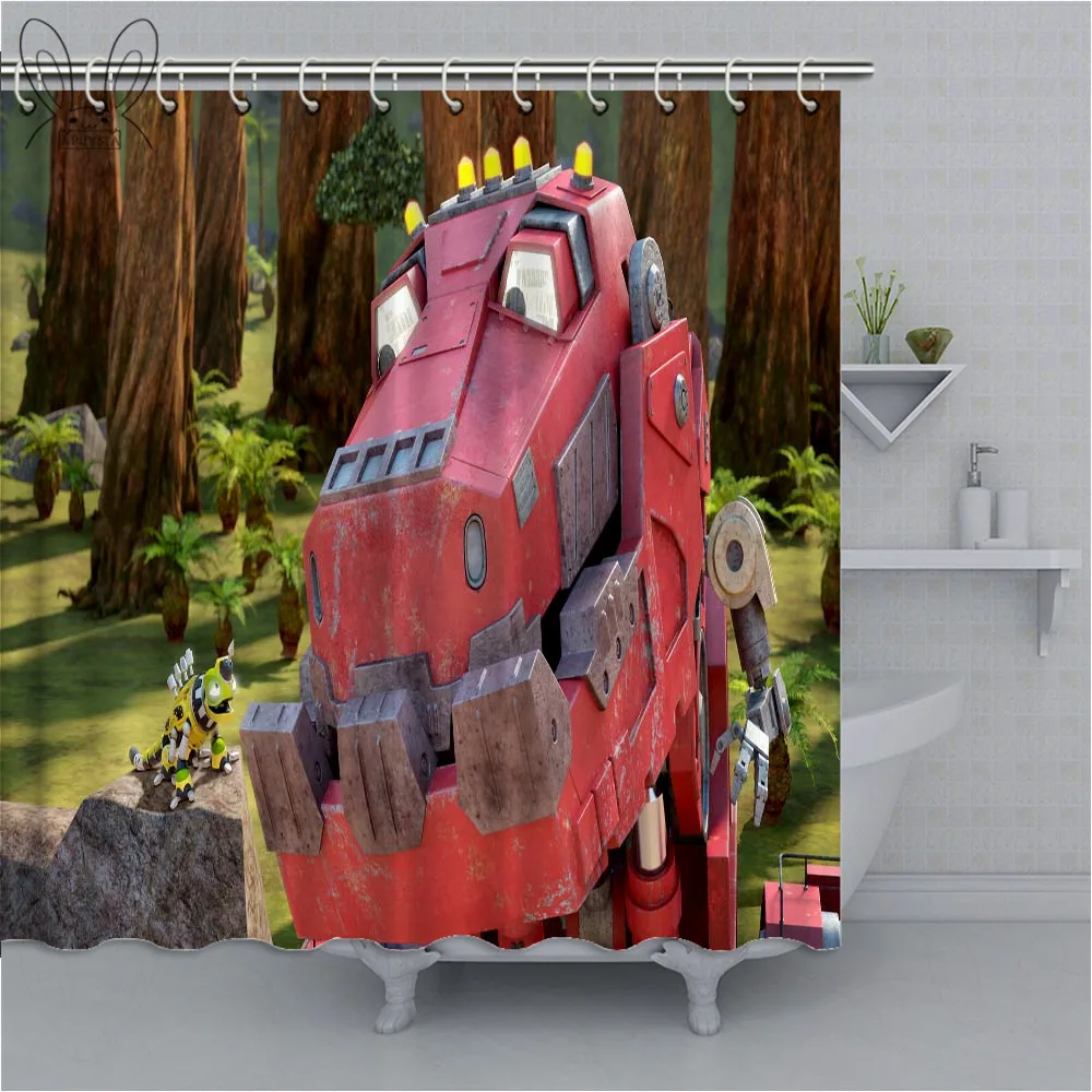Dinotrux Американский мультсериал на заказ ткань занавеска для душа Водонепроницаемая занавеска для ванной из полиэфира с комплектами