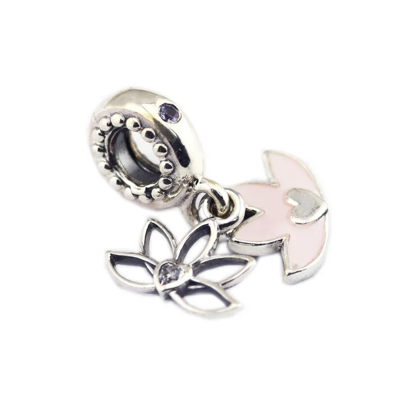 Serene Lotus Flower Dangle Silver Beads for Charms Bracelets Women 925 Jewelry DIY Pink Charm Making | Украшения и аксессуары