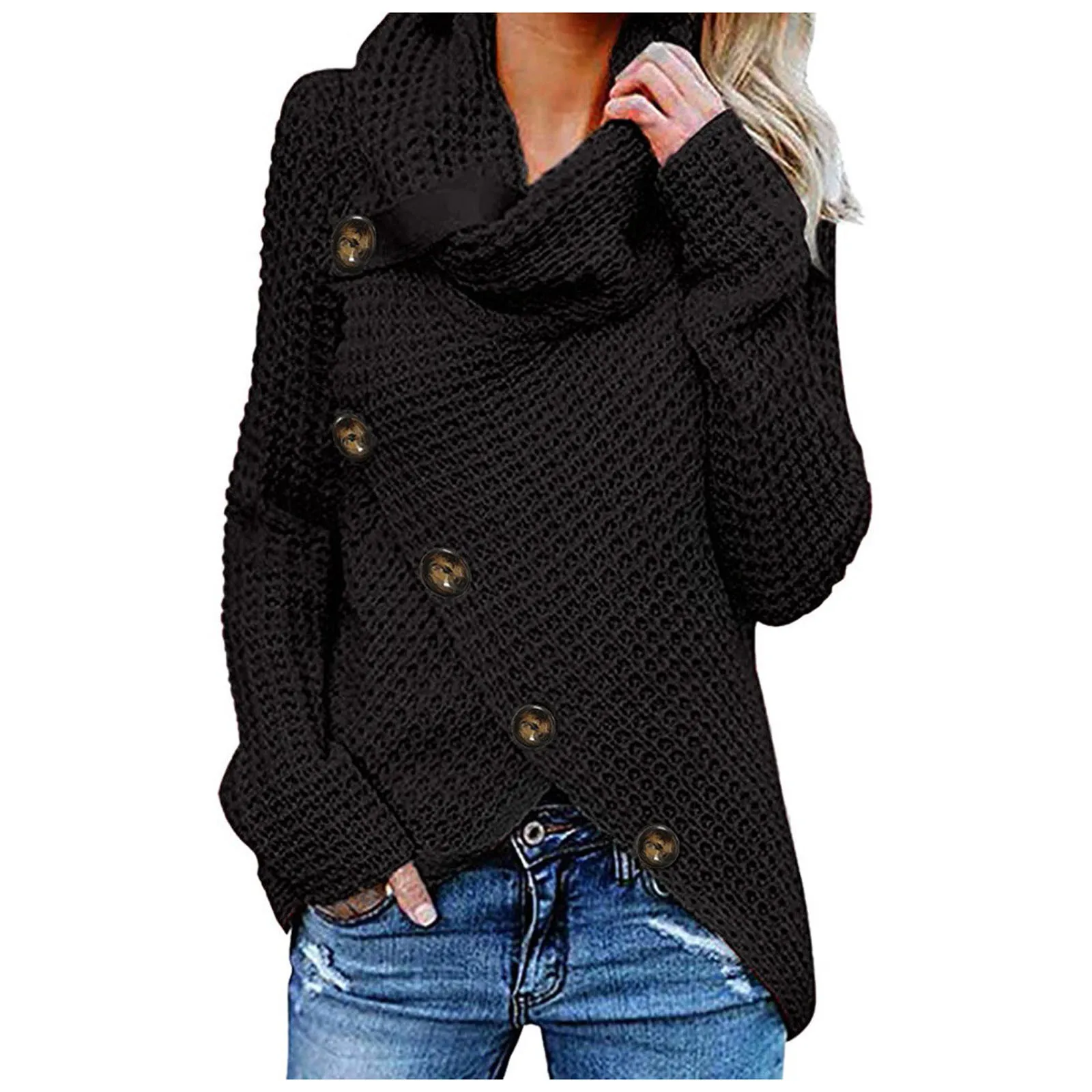 fall sweaters for Women Button Long Sleeve Sweater Sweatshirt Pullover Tops Blouse Solid Shirt women sweetshirts