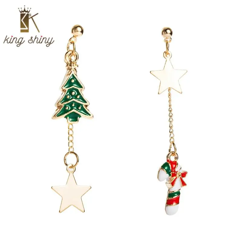 

Lovely Dropping Oil Christmas Dangle Earrings for Woman Elegant Star Long Irregular Drop Earrings Christmas Party Gift for Girls