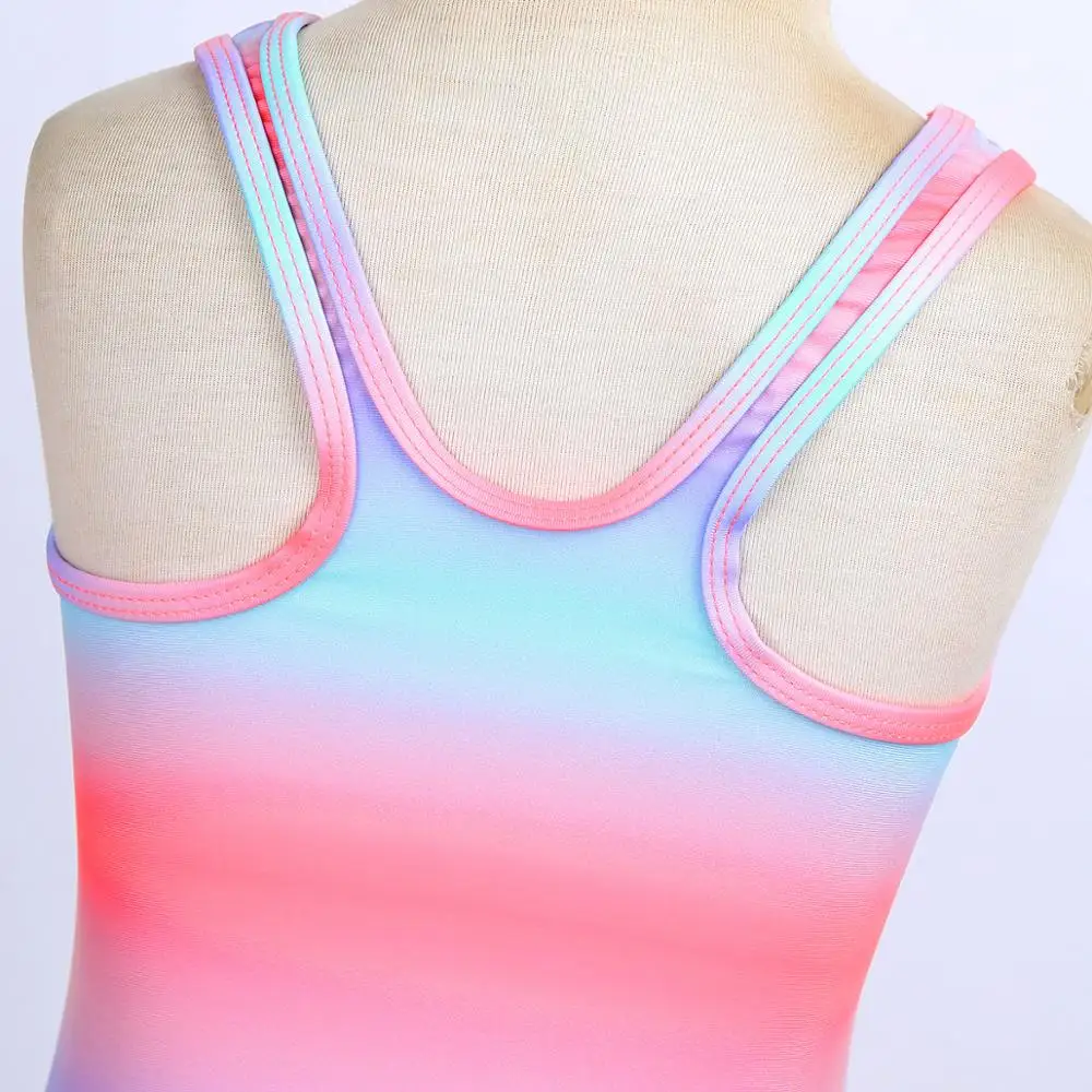 Цельный купальник для девочек пляжный разноцветный детский без рукавов с