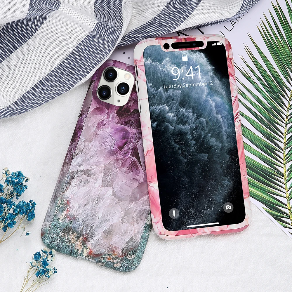 KISSCASE Marble Case for iPhone 7 8 Plus XS MAX X XR Coque Full Protective PC 11 Pro Max Cover Fundas |