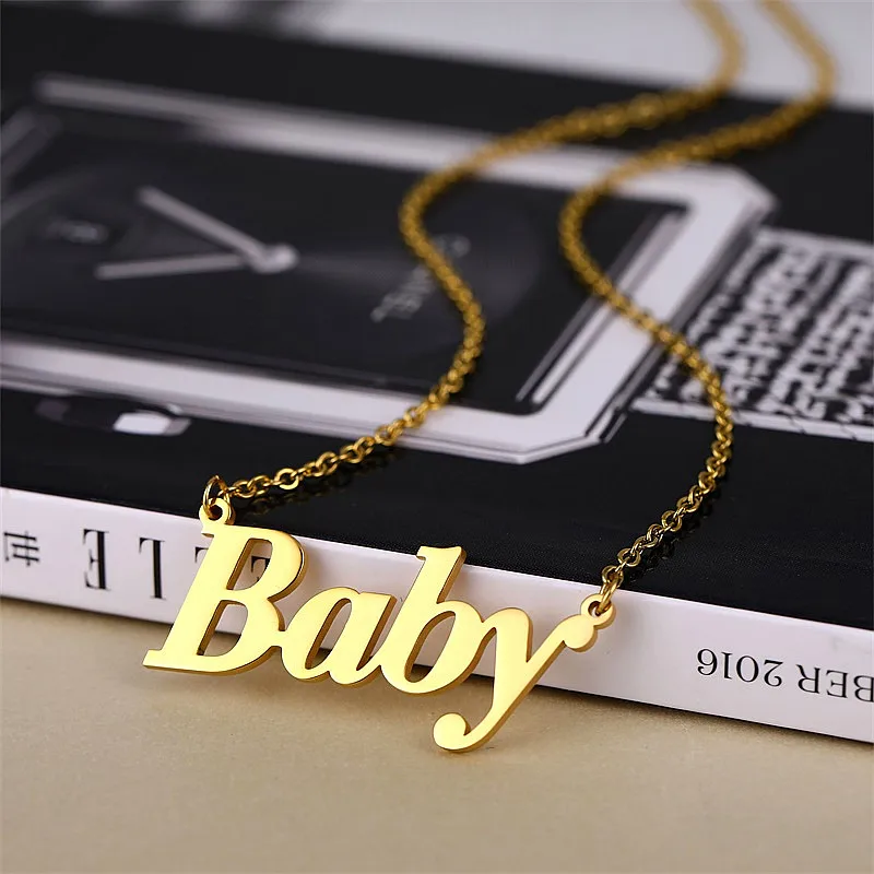 

Custom Stainless Steel Baby Jewelry Personalized Name Pendant Choker Girls Necklace Kids Necklace Numbers Boy Undefined Gifts
