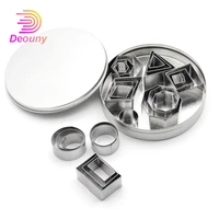 deouny 24 pcs stainless steel cookie cutter mold set geometric shape cut biscuit vegetable cooking baking tool kitchen accessory