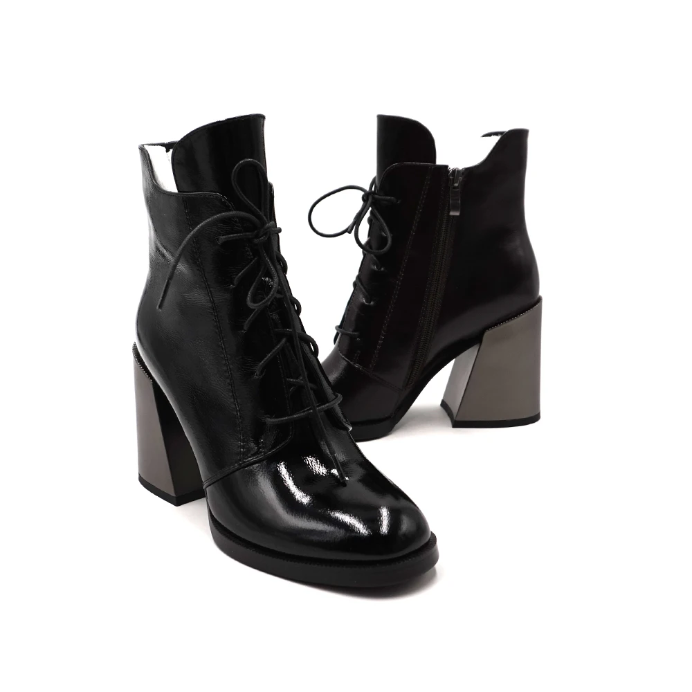 Beli Vale MUDO Musim Dingin Sepatu Bot Tinggi Kualitas Tebal Sepatu Hak Hangat Boots Sepatu Wanita Elegan Kulit Asli Musim Gugur Musim Dingin Hitam DX35