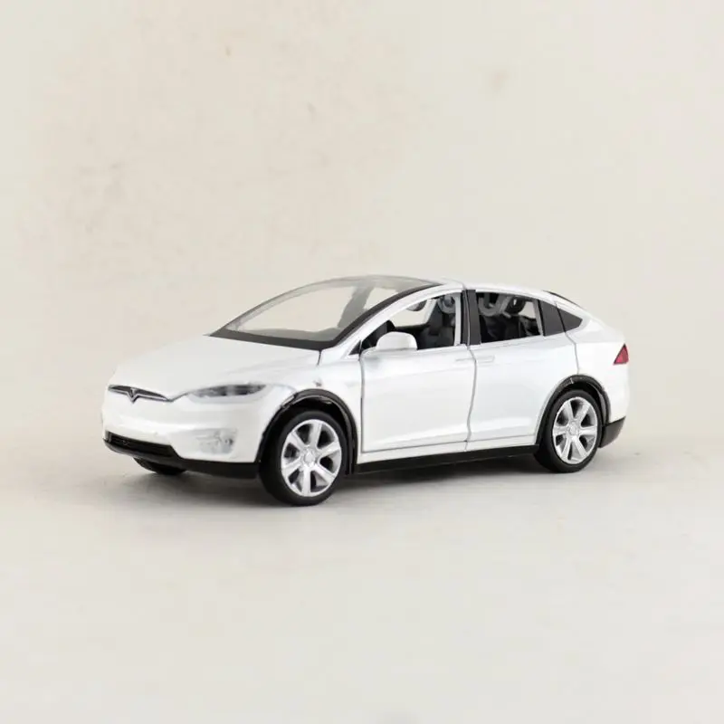 Proswon/1:32 весы/литая под давлением игрушечная модель/Tesla модель X90 SUV/звук и светильник автомобиль/вытяните назад образовательная Коллекция/Дети/подарок - Цвет: Белый