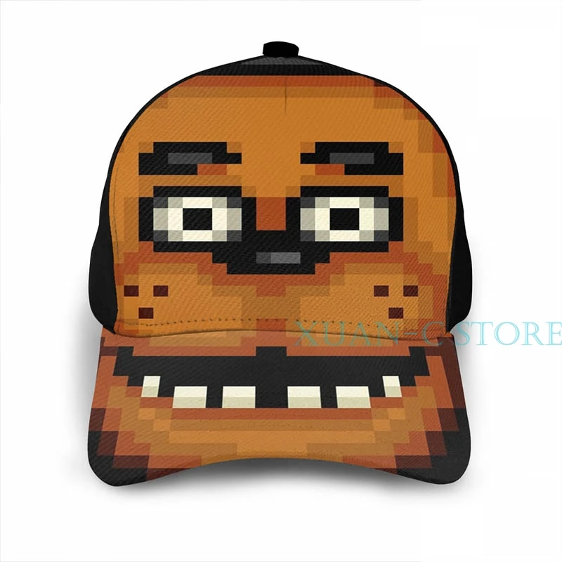 Баскетбольная Кепка Five Nights at Freddy's 1-Pixel art-Freddy для мужчин и женщин, модная черная шляпа унисекс с принтом