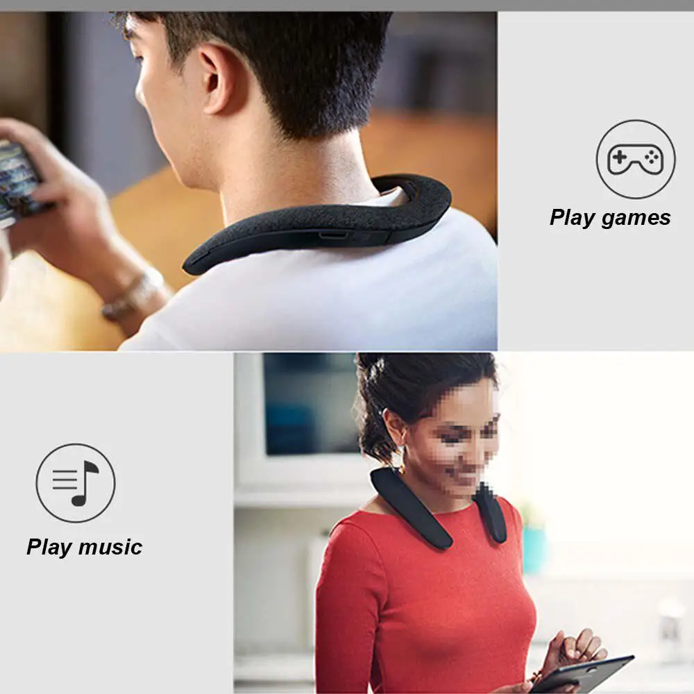 EastVita Bluetooth Speaker 5D Stereo Wireless Music Player Wearable Neck Ring Built-in 1200mAh Microphone Call Function r35 | Электроника