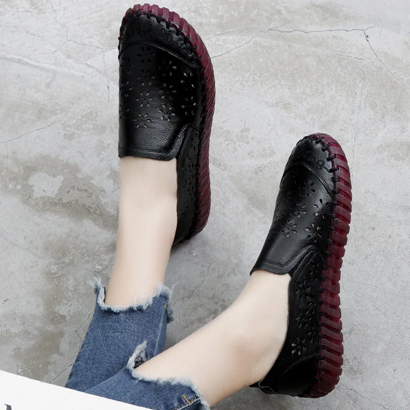 2022 Fashion Women Shoes Genuine Leather Loafers Women Casual Shoes Soft Comfortable Shoes Women Flats