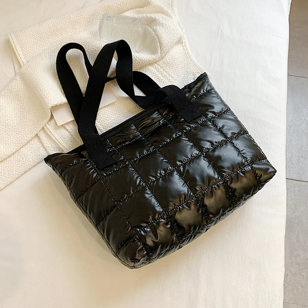 

Женская модная однотонная Повседневная Мягкая женская сумка-шоппер, нейлоновая женская зимняя вместительная стеганая сумка через плечо