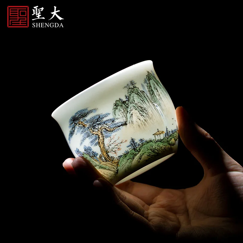

Цвет для увеличения объема, ручная работа, ручная роспись керамический кунг-фу чай чашки чашка с пейзажем с одной чашкой; Обувь ручной работ...