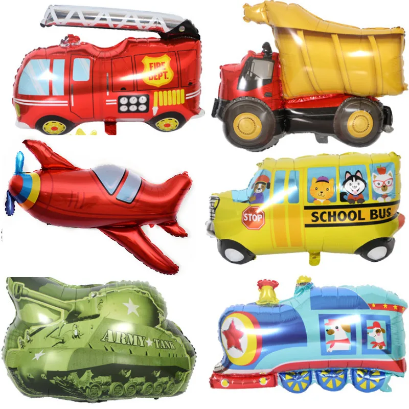 1 шт. милый автомобиль воздушный шар из фольги танк поезд полицейский школьный