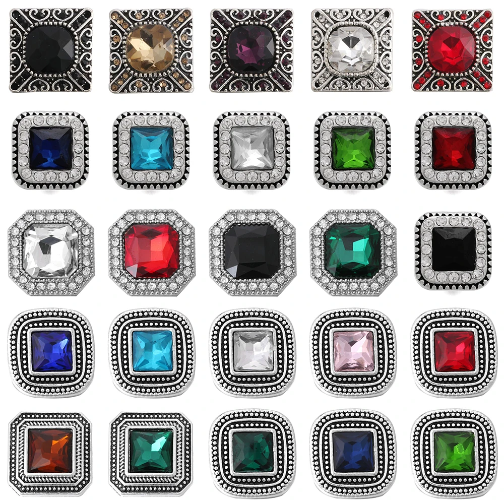 6 шт./лот ювелирные изделия квадратные кнопки со стразами подходят для 18 мм