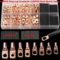 260Pcs/Pack Assortment Car Auto Copper Ring Terminal Wire Crimp Connector Bare Cable Battery Terminals Soldered Connectors Kit