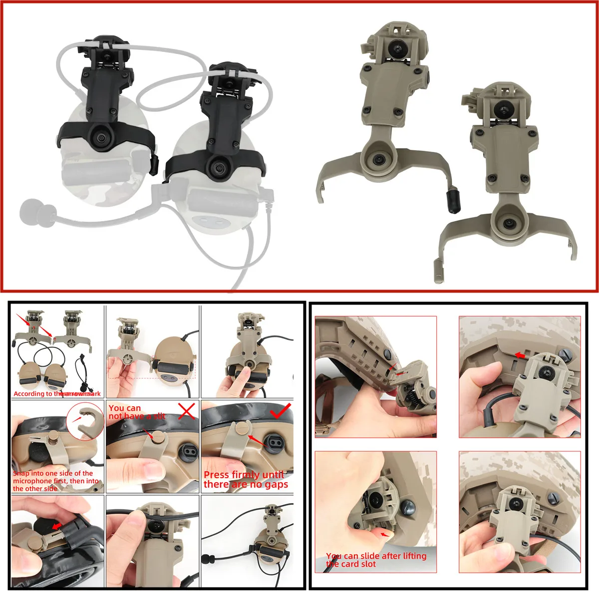 ARC rail adapter, compatible with COMTAC II III tactical shooting noise reduction outdoor hunting tactical sports helmet