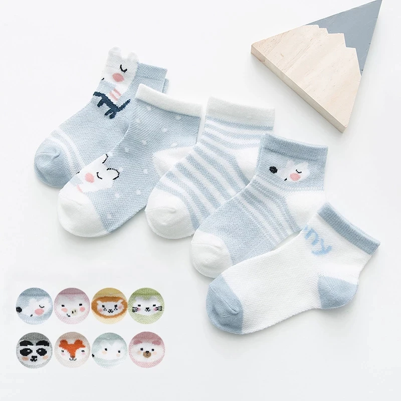 5Pairs/lot 0-3Y Infant Baby Socks Baby Socks for Boys Girls Cotton Mesh Newborn Toddler First Walkers Baby Clothes Accessories