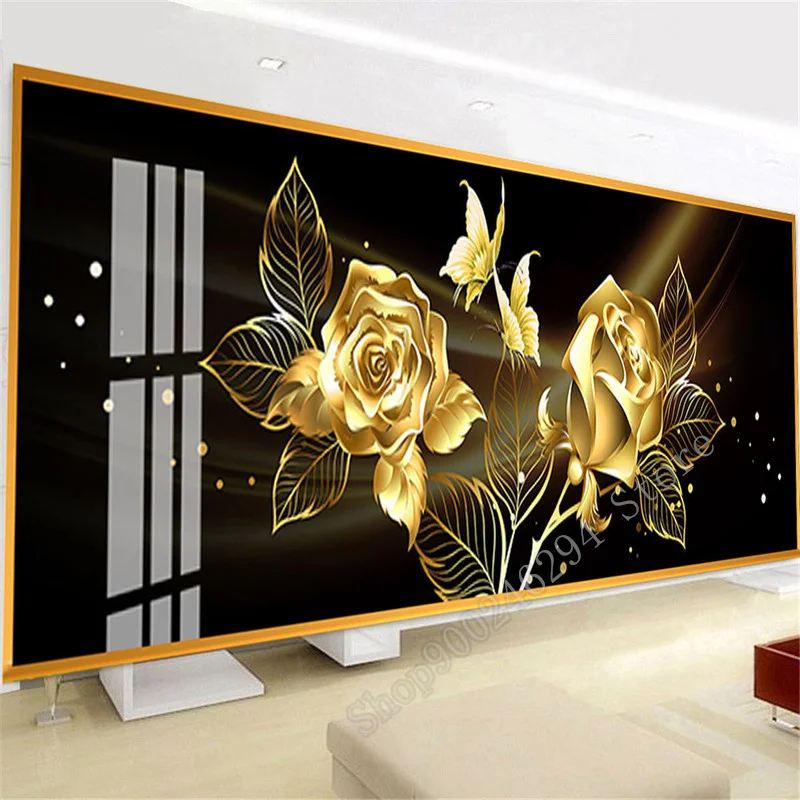 Алмазная картина Золотая Роза цветок Стразы картины мозаика полное сверло