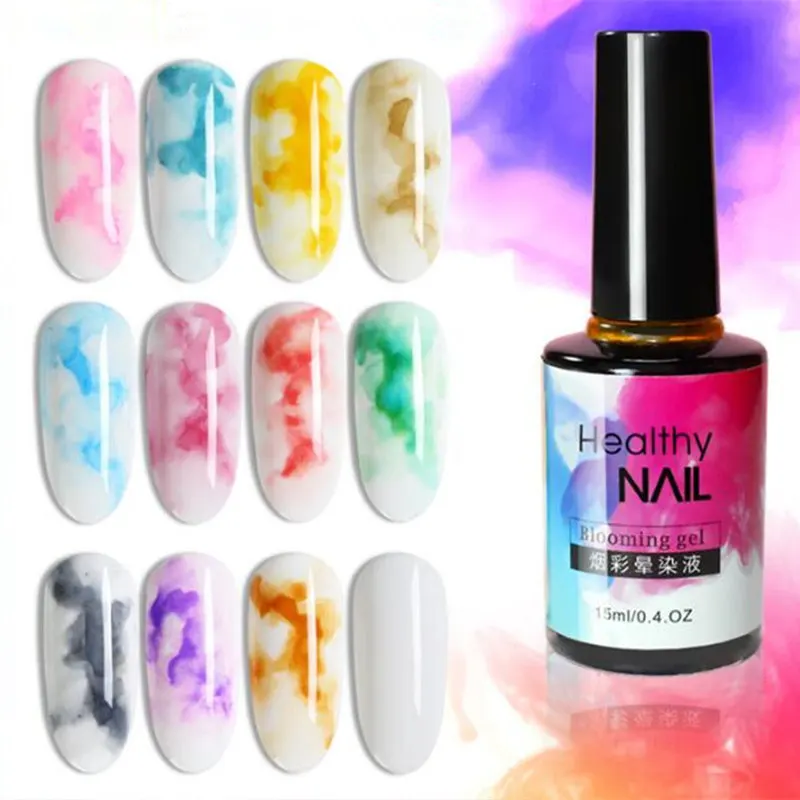 Набор лаков для ногтей 12 бутылок акварельные чернила гель цветущий дымчатый