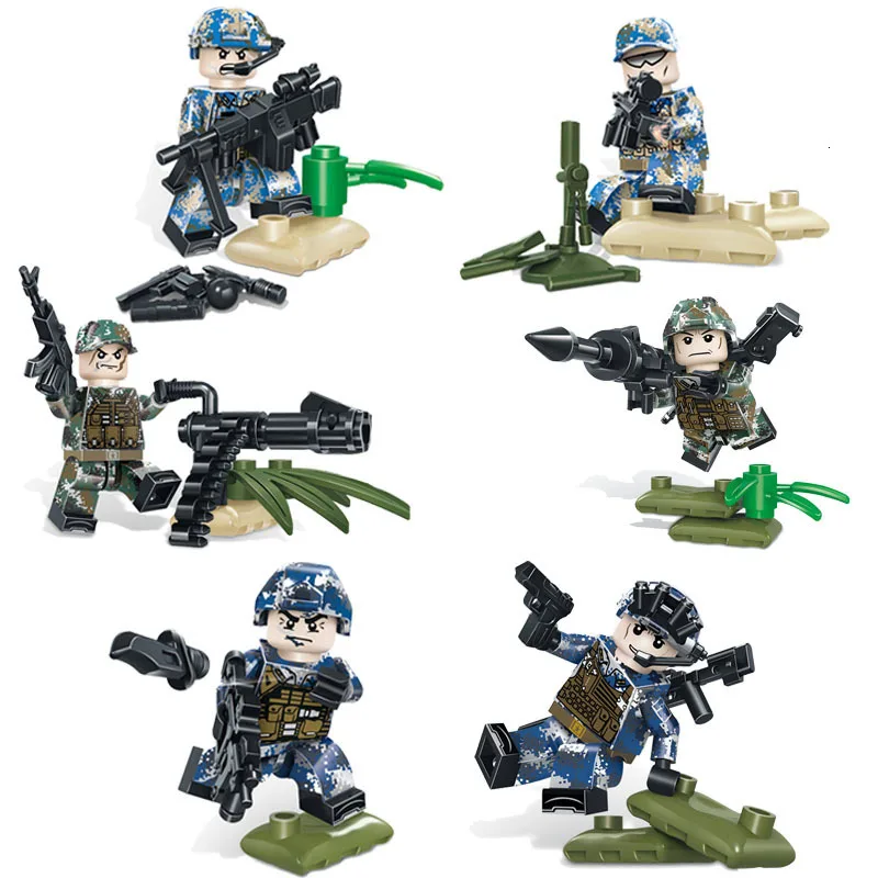 6 шт. TBS29 34 Спецназ ВМС ВВС WW2 уплотнения команда солдат строительные блоки