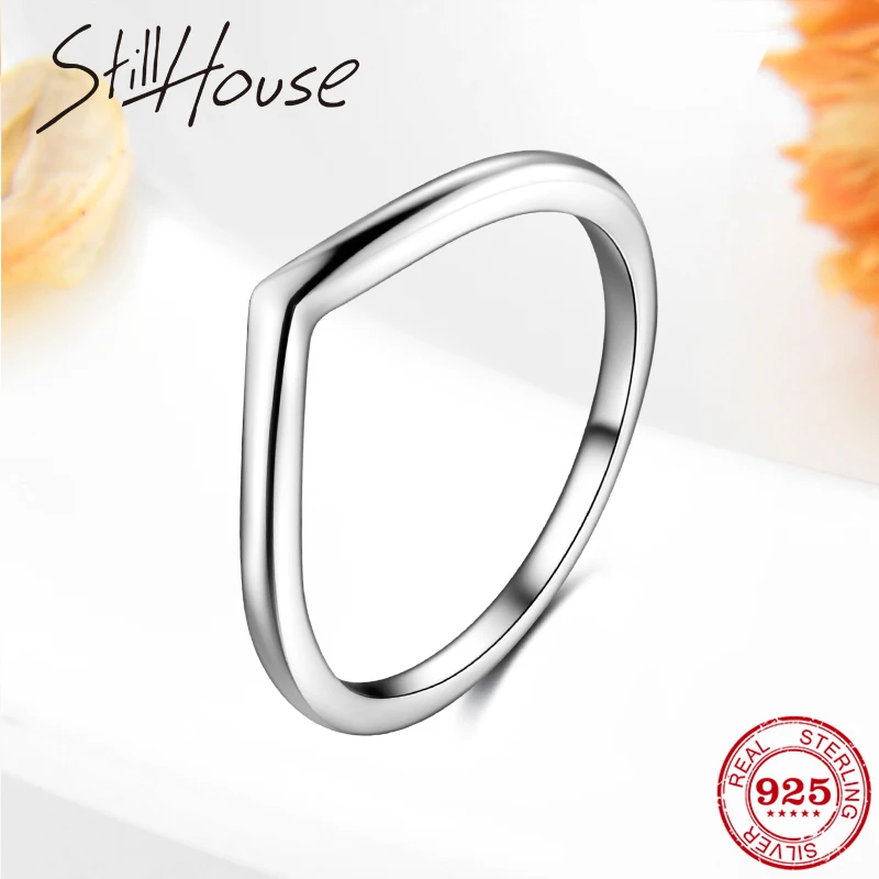 100% Настоящее 925 пробы серебро стекируемые простой перстень Твердые минимализм