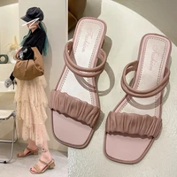 2021 sandals womens dual use in high heels fashion korean version of the simple sandals outer wear womens sandals and slippers