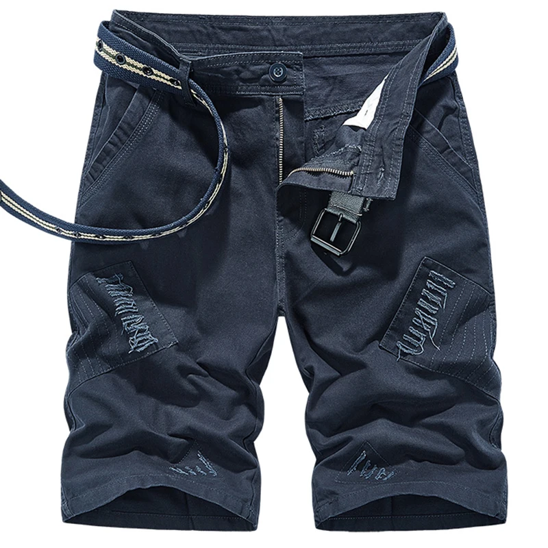 

iSurvivor 2021 Men Solid Color Summer Knee Length Cotton Cargo Shorts Outwear Male Casual Fashion Slim Fit Large Size Shorts Men