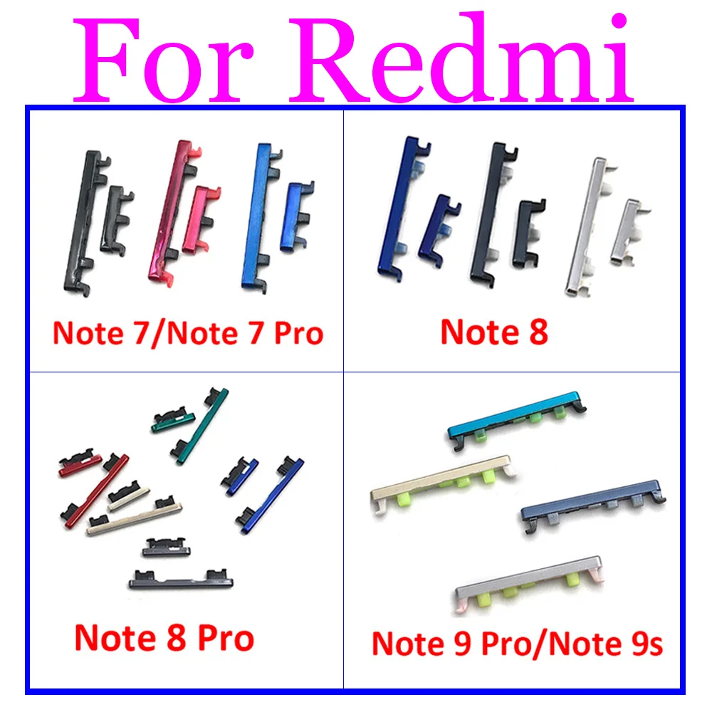 

2Pcs/Lot，Side Keys Power and Volume Buttons Replacement For Xiaomi Redmi Note 7 Pro Note 9 Pro 9S Note 8 Pro