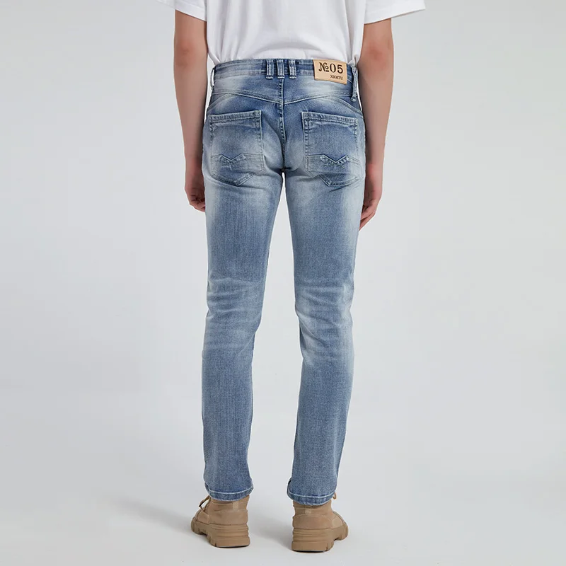 Italian Style Fashion Men Jeans Retro Light Blue Slim Fit Casual Vintage Designer Jeans Men Korean Classical Cotton Denim Pants